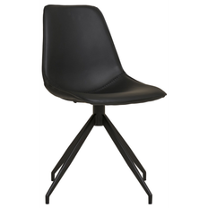 Spisebordsstol med drejefod i metal og PU-læder H86 cm - Sort/Sort