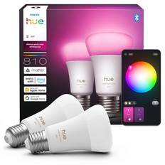 Philips Hue E27-pære, A60, Color & White ambiance, 810lm, Zigbee (2 pak) - 2025 NYHED