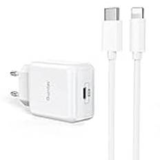 Quntis Snabbladdare för iPhone USB C med 2 m C till Lightning MFi-kabel, PD snabbladdningsvägg C-typ för Homepod iPhone Se 13 12 11 Pro XS Max XR X 8 Plus iPad