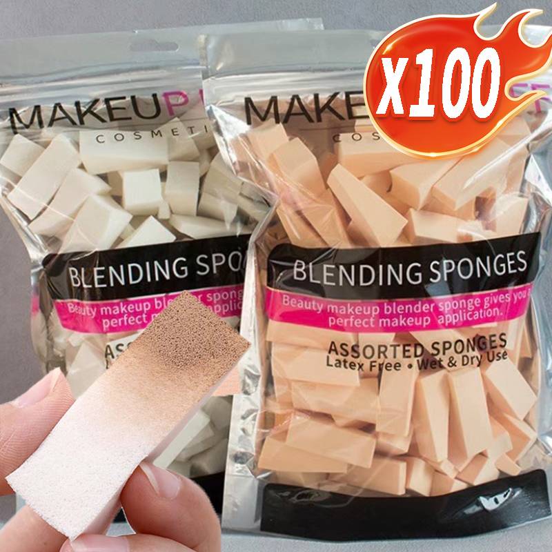 100Pcs Triangle Makeup Sponge Dry Wet Use Face Puffs Cosmetic Puff for Blending Foundation Concealer Powder Korean Make Up Tool