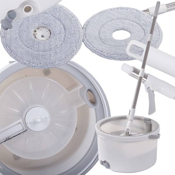 Roterande mopp - 2 mikrofiberdukar och hink