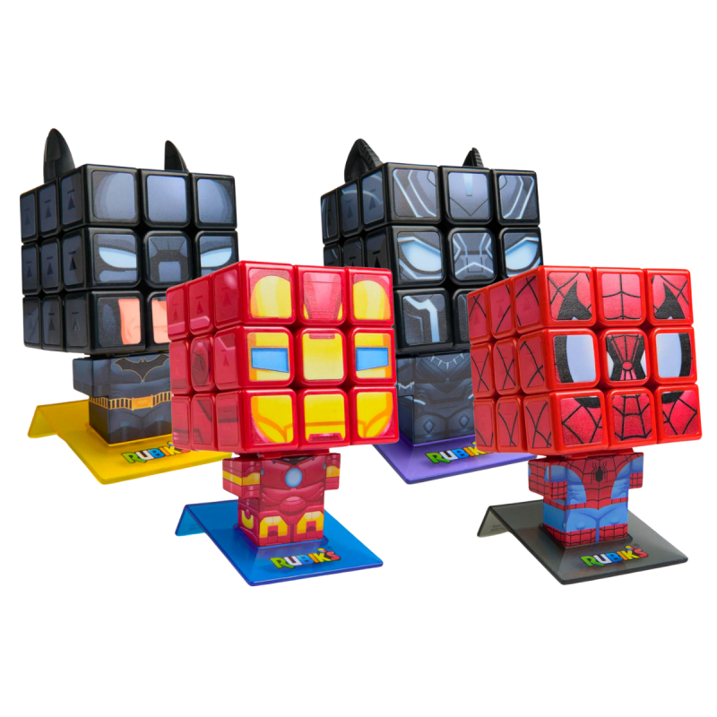 Rubik's Cube 3x3 Superhero Bundle – 4-Pack Marvel & DC Collector's Set (Iron Man, Spider-Man, Black Panther & Batman Cubes) - Professorterning.