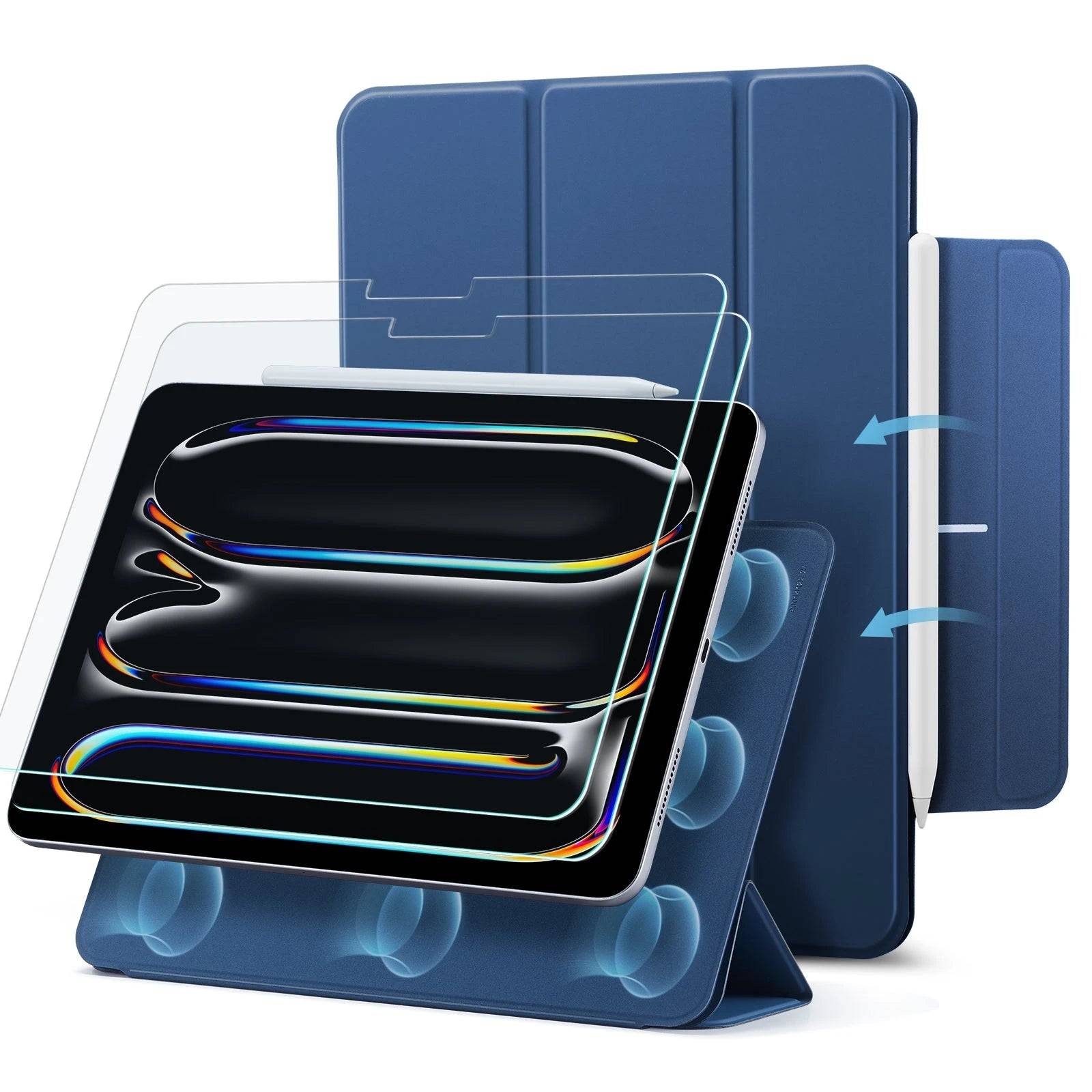 iPad Pro 11" (2024) Rebound Magnetic Protection Bundle - Navy Blue - Navy Blue