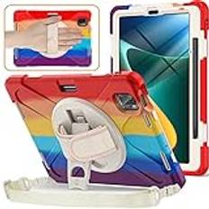 Surfplattaskydd Kraftig stötbeständig Tpu FALL Compatible with XIAOMI MI PAD 5/MIPAD 5 PRO 11 INCH 2021, skyddande täckning av droppsäkert chockisätt W roterande kickstand+handtag+axelrem surfplatta t