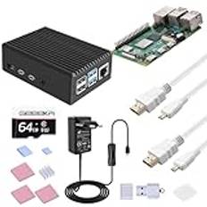 Raspberry Pi 5 8GB Starter-Kit schwarz | USB-C 27W Netzteil | Gehäuse mit Lüfter | 64GB SD Karte | 4K Micro HDMI Kabel | Raspberry Pi 5 8GB RAM