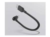 (ComputerSalg) Xiaomi - USB-kabel - USB-C (han) vinklet til USB-C (han) - 3 A - 10 cm - braided, Fast Charging op til 60 W, fleksibel - mørkegrå