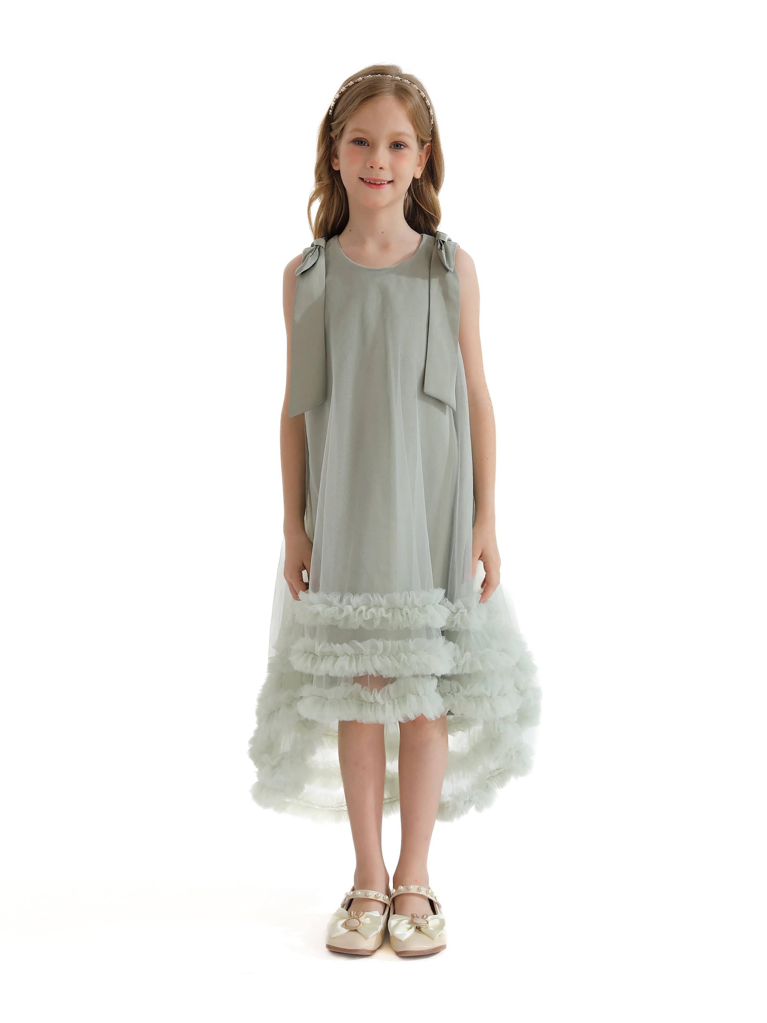Green Violeta Sleeveless Ruffle Overlay Dress - Green / 4Y/5Y (4Y/5Y)