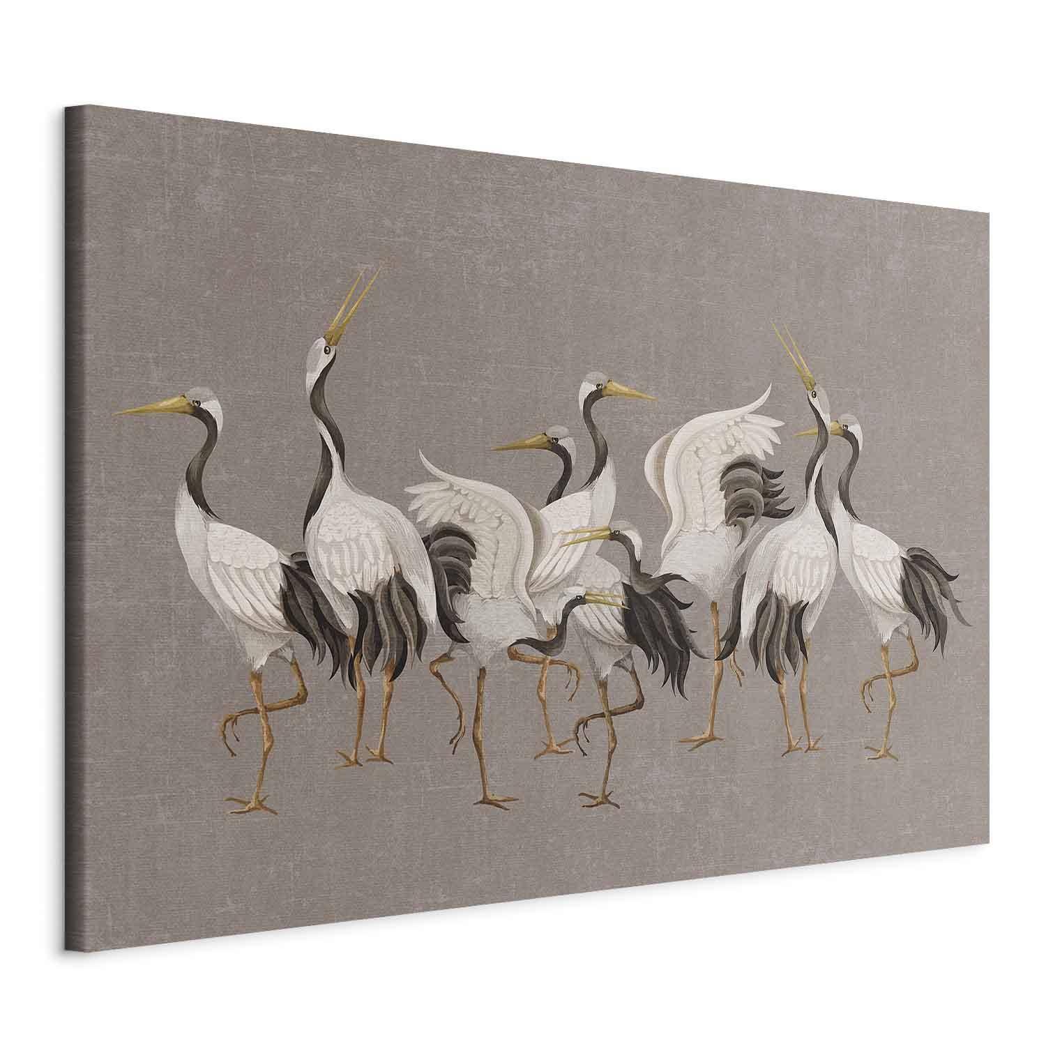 XXL lærredsbillede Crane dance - 240 x 160 cm