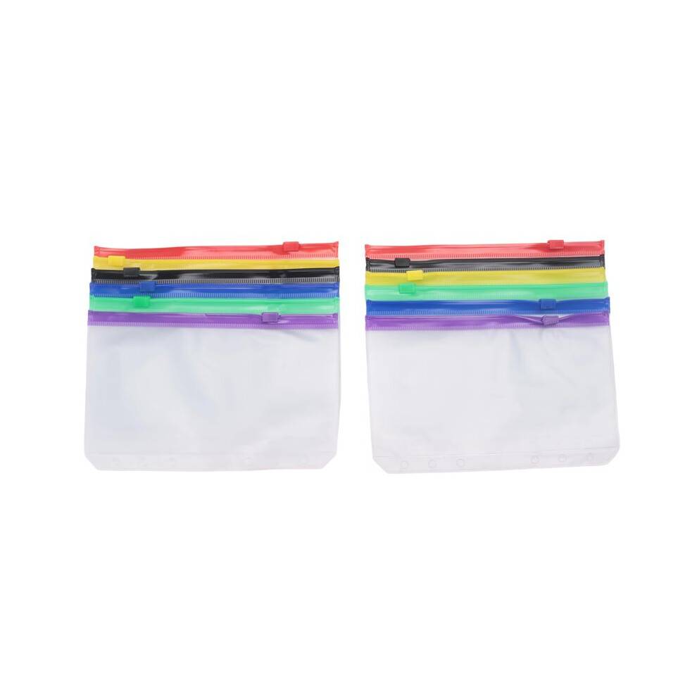 12Pcs A6 6-Hole Binder Pocket Waterproof PVC Budget Envelopes Zipper Binder Pouches for Notebook Planner Journey Binders