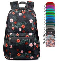 G4Free 20 l ultralätt vikbar ryggsäck packbar vattentålig dagväska för utomhuspromenader camping resor cykling semester unisex Blomma svart uppdatering 20 Long
