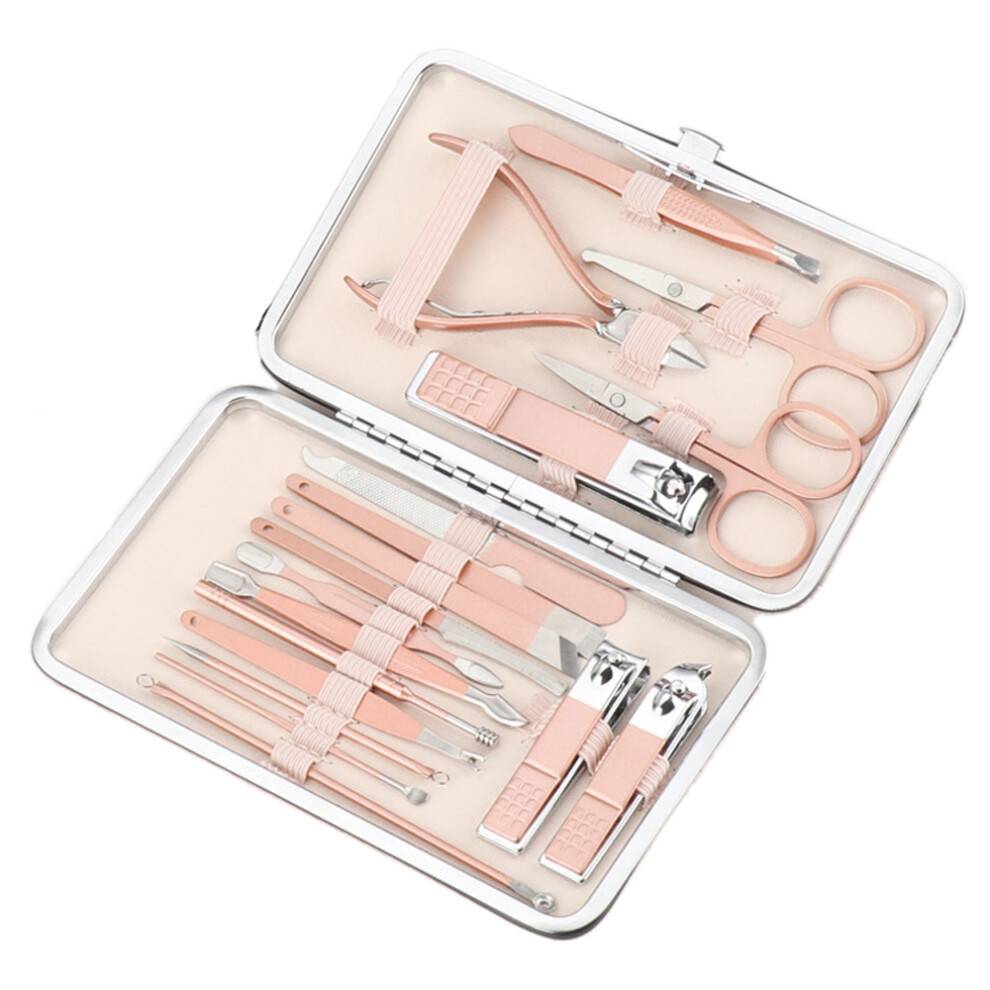 Luksus Manicure Pedicure Kit, Ergonomisk Design Rustfrit Stål Negleklipper til Mænd Kvinder, Professionelt Manicure Sæt med Bærbar Rejsepleje L