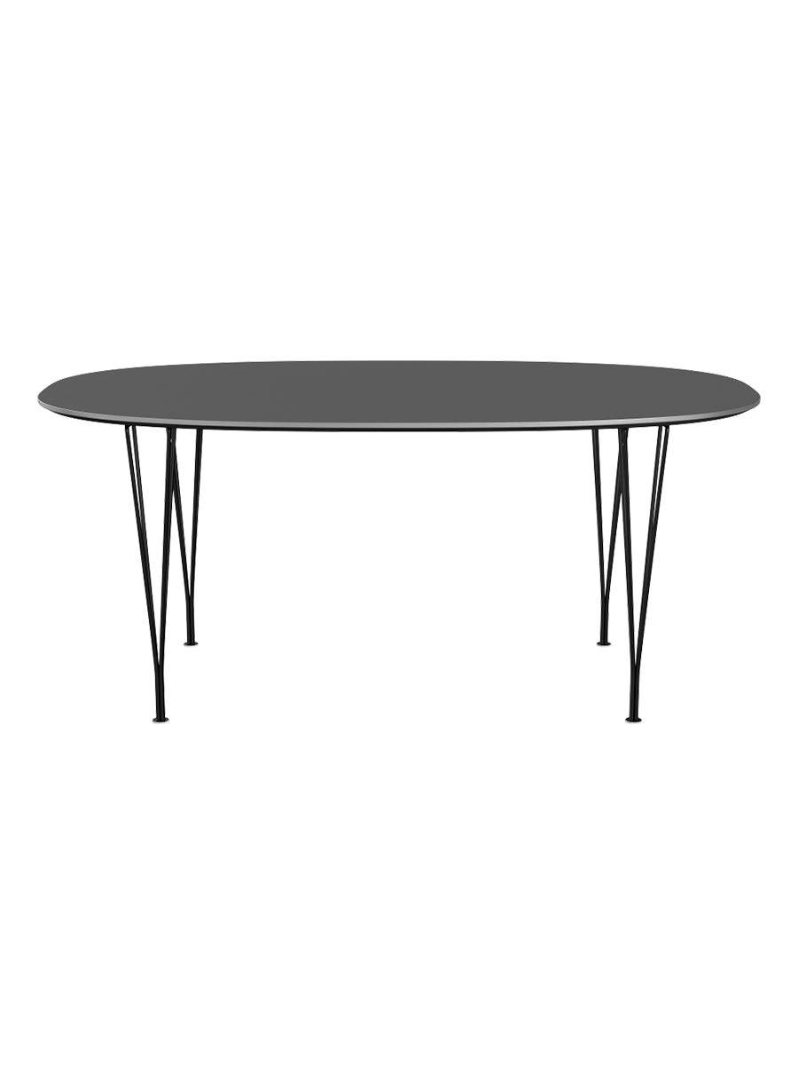 Piet Hein B616 Superellipse spisebord, 170 x 100 cm fra Fritz Hansen Grey Bromo m. alukant - Sort stel - Jacobsen Plus