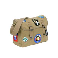 Canvas messenger bag - WWII patches