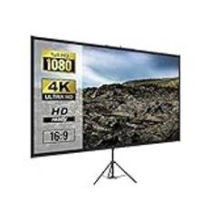 Projektorduk, 60 70 80 90 100 110 tums stativ projektorduk med stativ 16:9 4K HD Bärbar hemmabio for inomhusprojektion utomhus för Home School Cinema Theatre(90 inch)