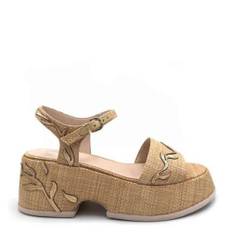 Jeannot, Sko, Dame, Gul, 41 EU, Læder, Stof Kile Sandal