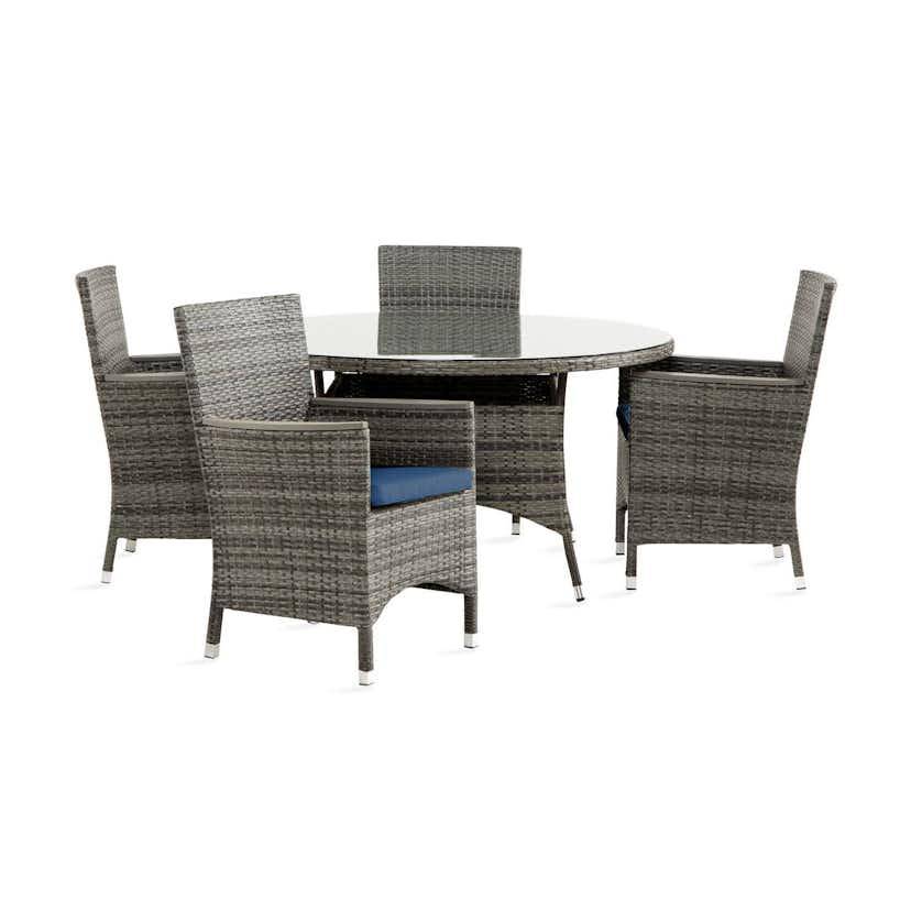 Matgrupp Comfort Garden Thor Matgrupp Utomhus 140 Rund med 4 Thor Lyx Stol m Armstöd m Dyna