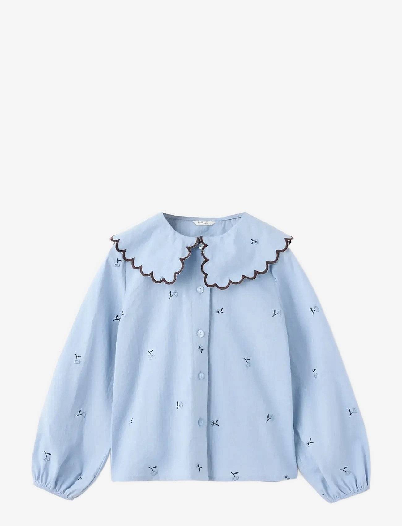 Mango Embroidered Cotton Blouse - Blue - 92