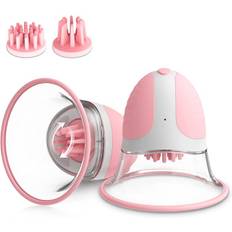 SuperLove Rotating Silicone Nipple Suckers with 4 Attachments Pink - rosa