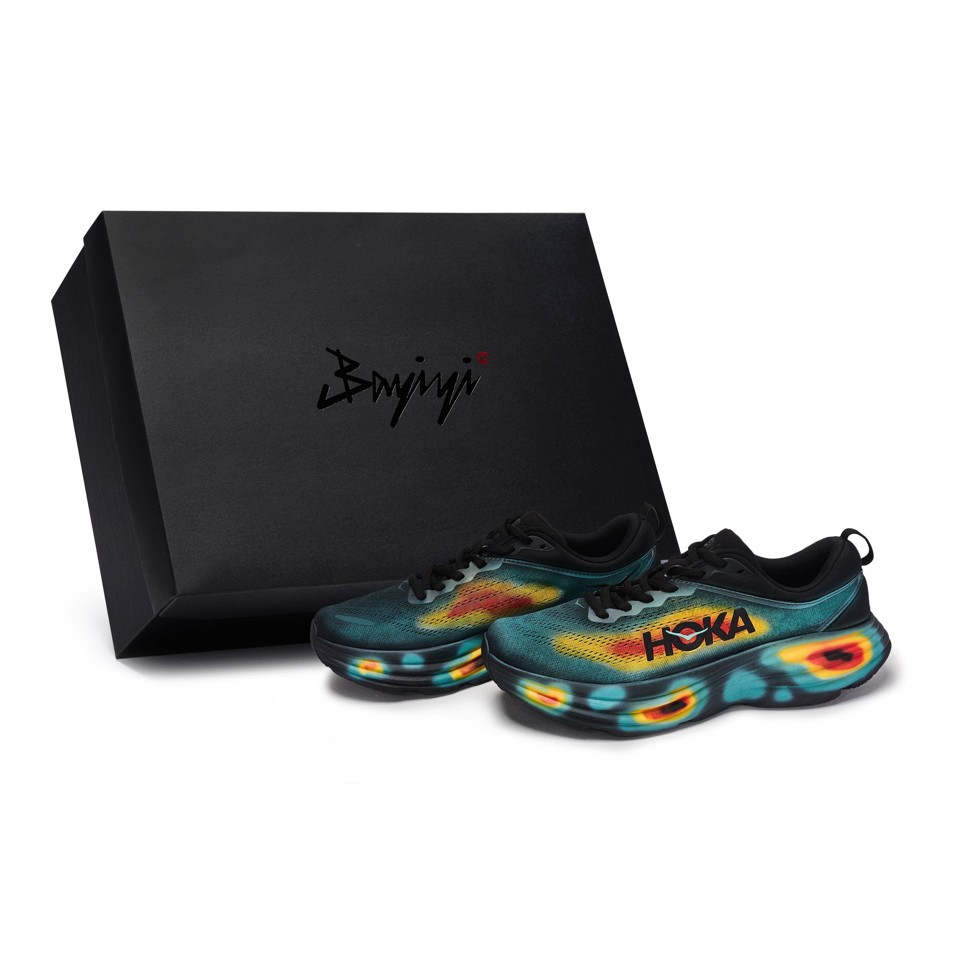 HOKA ONE ONE Bondi 8 Slitstarka Låga Löparskor Herr Svart Blå Gul 1123202-BBLC(Team80-BOX) cm black