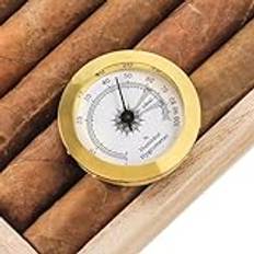 Raypontia Cigarrer Analog Humidor,Guld Runt Glas Analog Hygrometer Humidor - Hygrometer för cigarrer Fuktande och ökad luftfuktighet Lämplig för cigarrlåda/cigarrskåp
