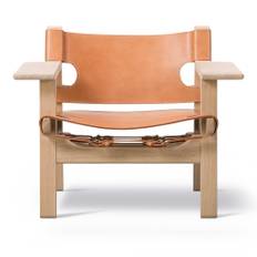 Fredericia Furniture - The Spanish Chair, Såpad ek, Natur läder - Fåtöljer - Børge Mogensen - Beige - Läder/Trä