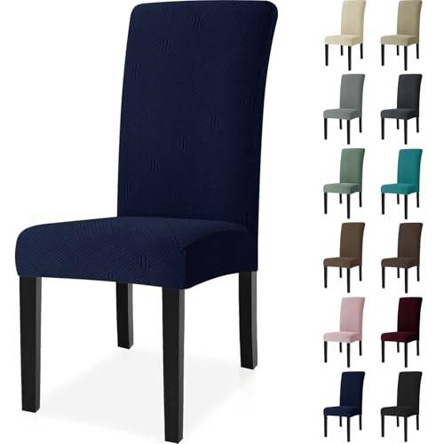 Ystyle Stolöverdrag 4 Stycken, Stretch Stolsskydd Med Hög Ryggstöd, Moderna Stol Skydd För Matsalsstolar Kök, Tvättbara Avtagbara Stolsöverdrag Reptålig Katt Restaurang Banketthotell, Blå