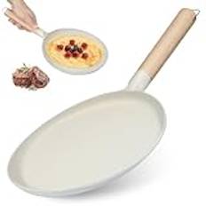 Non-Stick Crepe Pan Pannkakspanna Dosa Pan Trähandtag Chapati panna för spis topp induktion Crepe Maker Pan Platt Griddle Pan Lätt 23 cm Gjutjärn Pannkaka Platt Pan Frukost Pan Kök Köksredskap