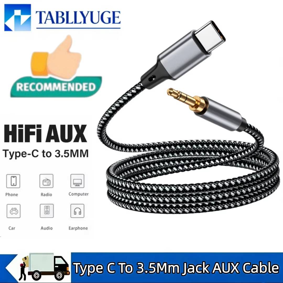 1m 1.5m 2m USB Type C To 3.5Mm Jack AUX Cable DAC USB-C Audio Adapter for Phone Headphones Car HIFI Stereo Sound Audio Connector