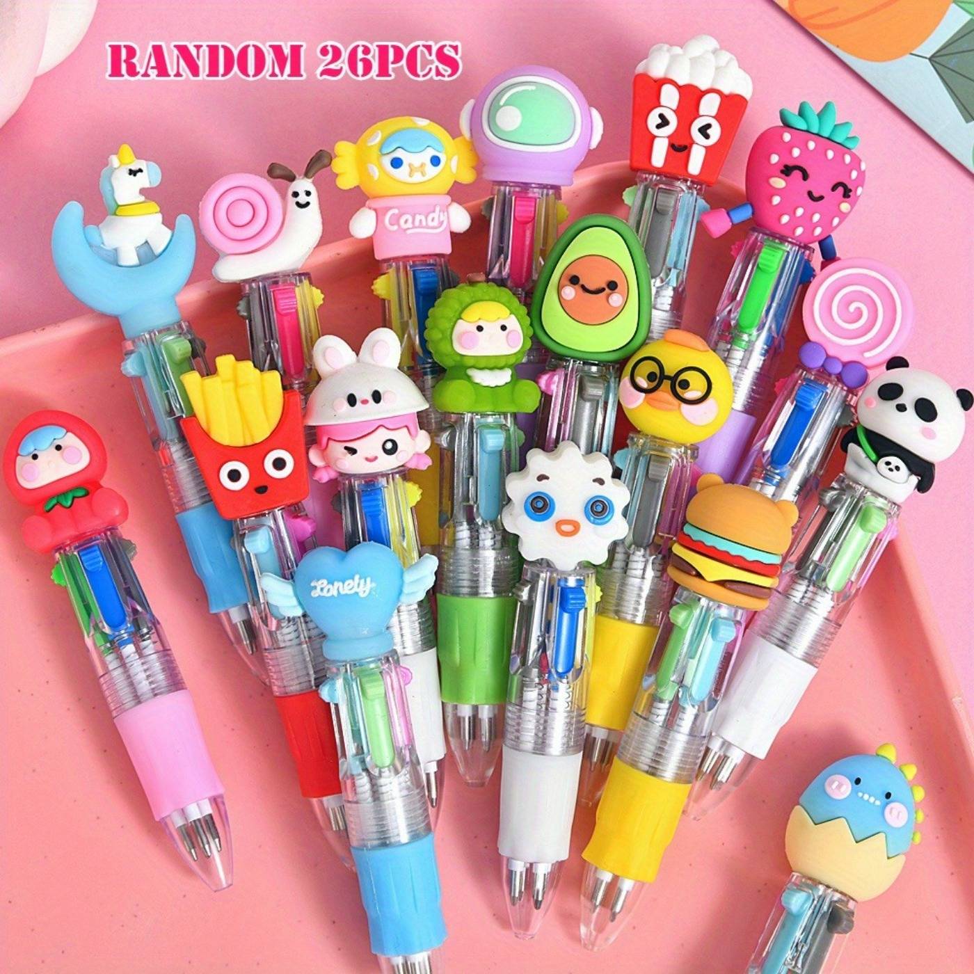 Random 26pcs 4-in- Pens, 4 Colorful Ink Colors Round Ballpoint Pens, Perfect For Party Gifts, Prizes, Birthday Gifts, Multicolor Pen Set