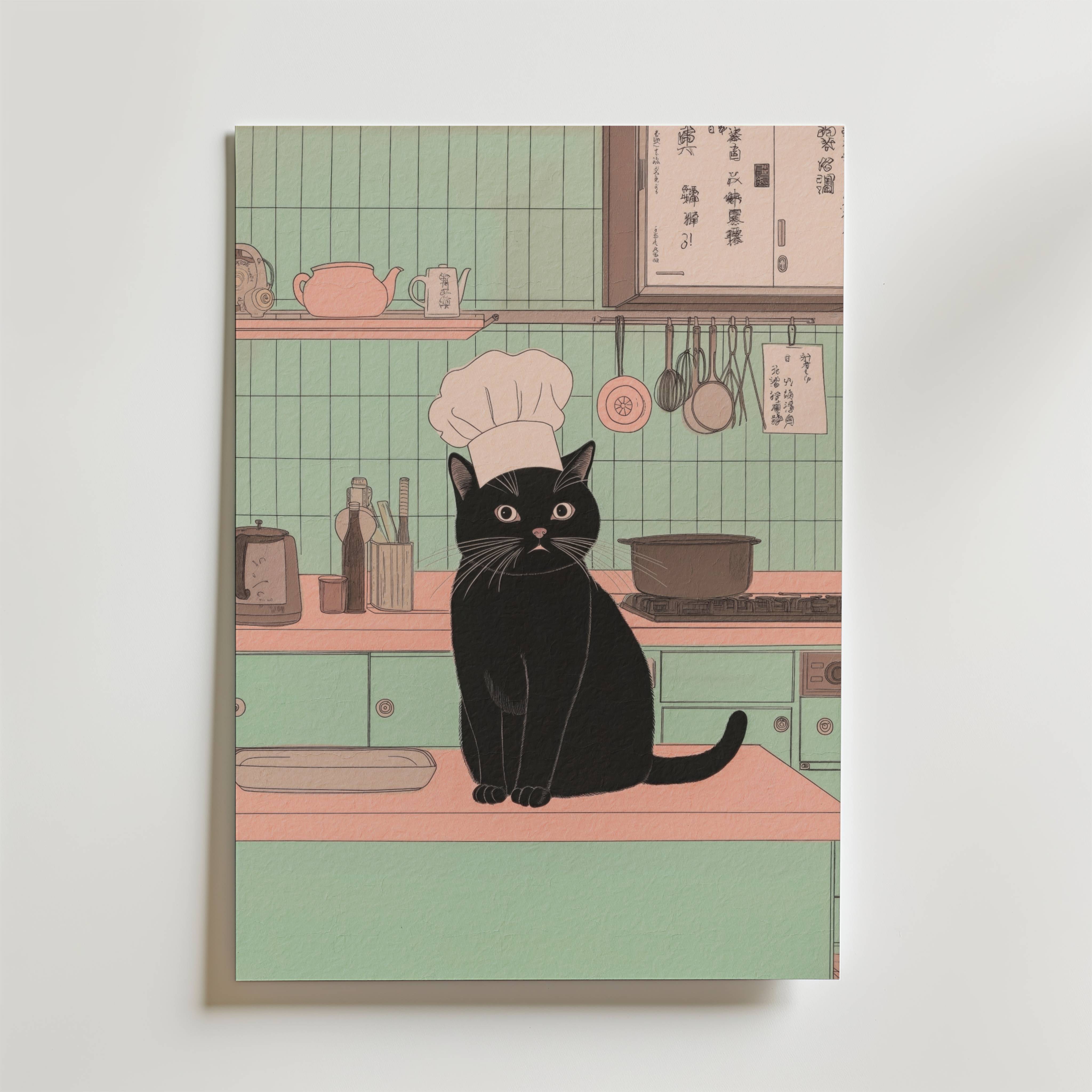 Chef Cat Poster - Premium Canvas 21x30 cm
