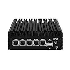 Micro Firewall Appliance, Mini PC, pFsense Plus, Mikrotik, OPNsense, VPN, Router PC, Intel Alder Lake-N 12th Gen N100, HUNSN RJ37, 5 x 2.5GbE I226-V, 2 x HDMI, DP, TF, Type-C, 8G DDR5 RAM, 128G SSD