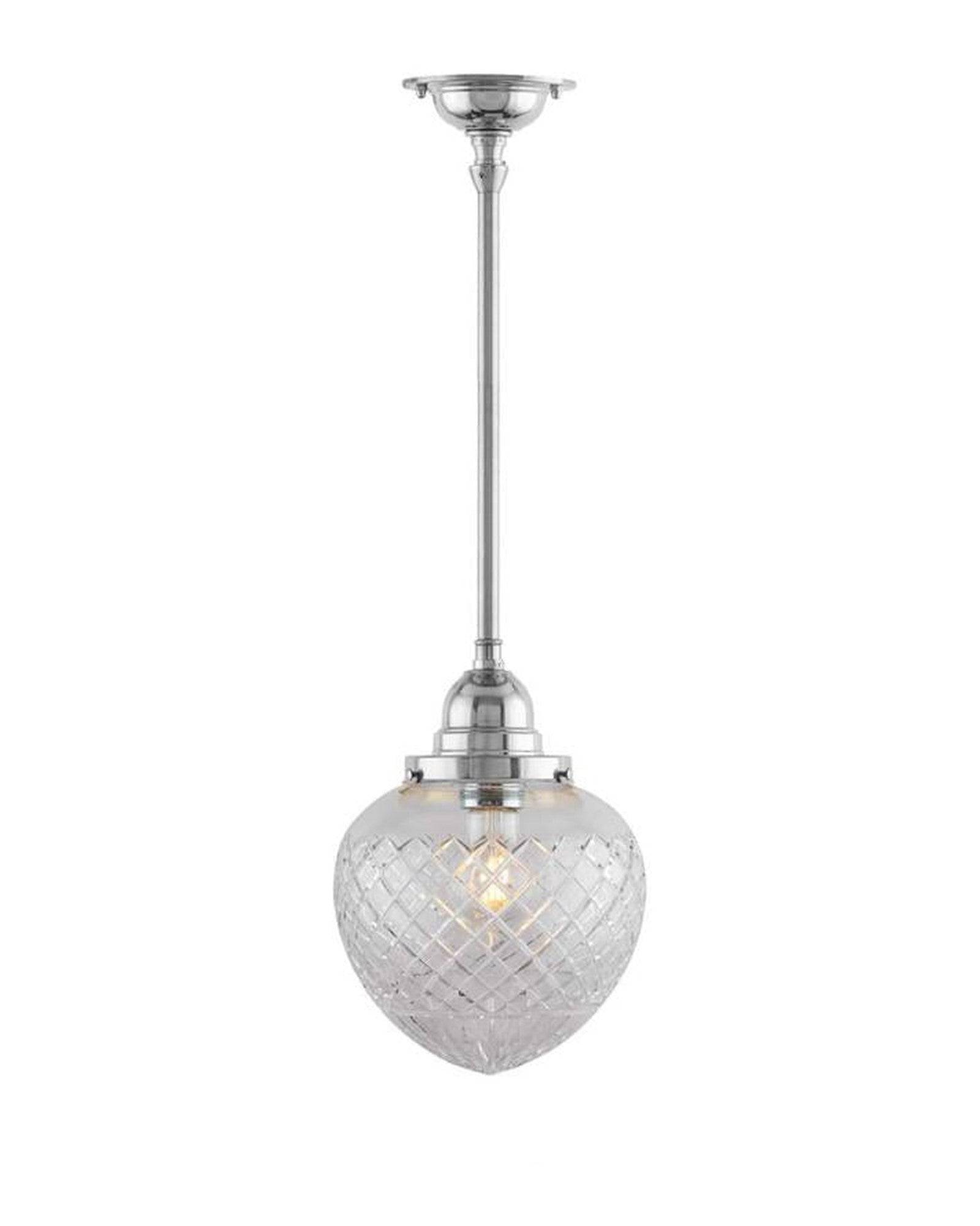 Taklampa - Byströmpendel 100 nickel, klardroppe - 35 cm