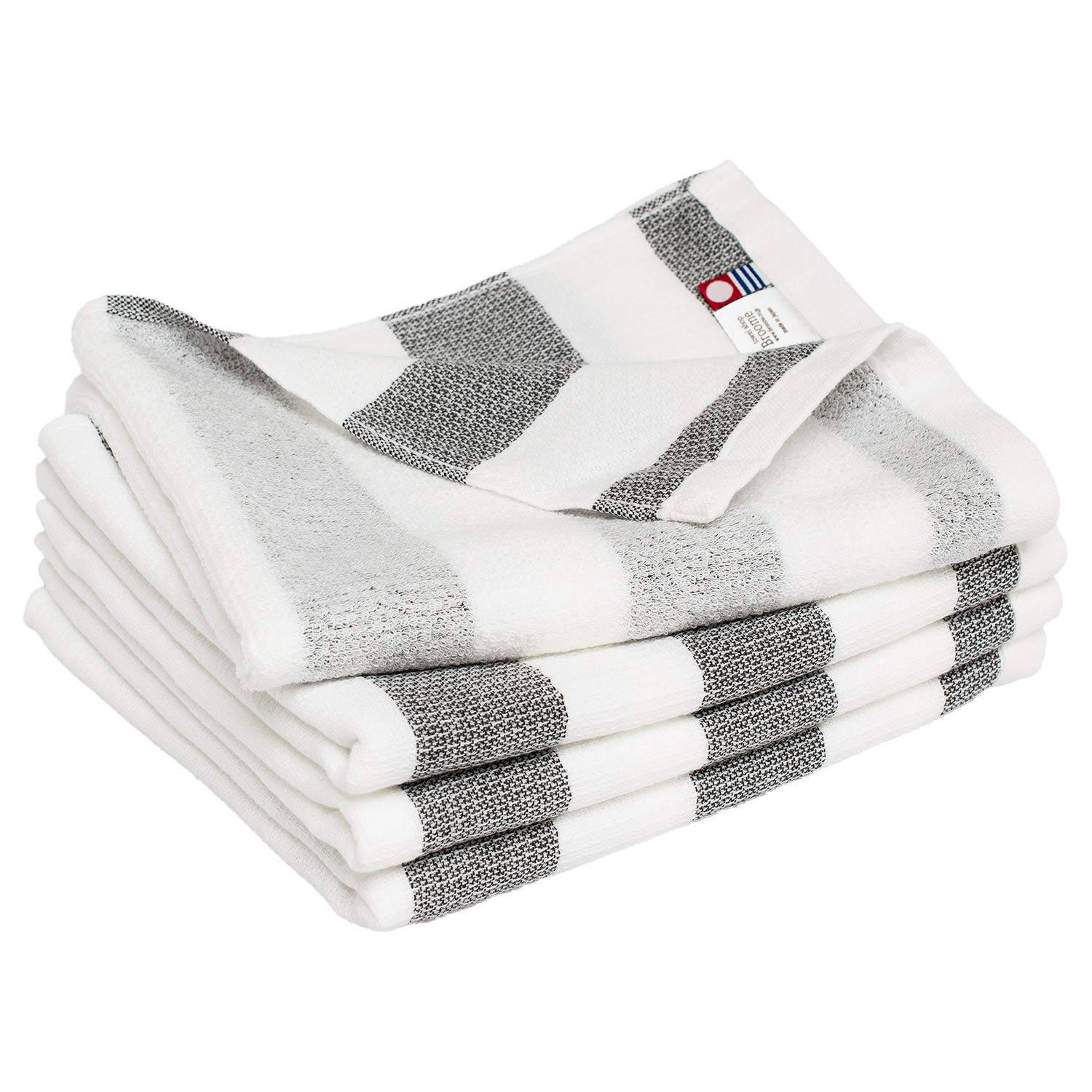 Bloom Imabari Certified Gauze Towels and Face Set of Groovy Kitchen Indoor Made in Cotton Towels, 4, Border, Towels, Quick-Drying, Drying, Japan, 100%