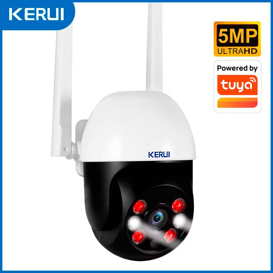 KERUI 5MP 8MP 4K PTZ WiFi IP Wireless Camera Tuya Smart Outdoor Home Security Dual Lens 10MP 5K Camera CCTV Video Surveillance