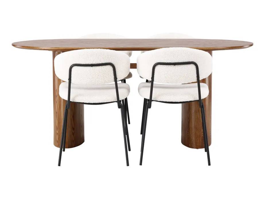 Venture Design Isolde & Chico matgrupp Vit/natur 4 stolar & bord 180 x 90 cm