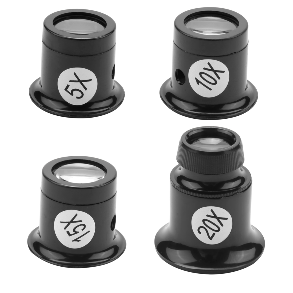 stk. lup brilleforstørrelsesglas sæt 5x 10x 15x 20x ur reparationsforstørrelsesglas