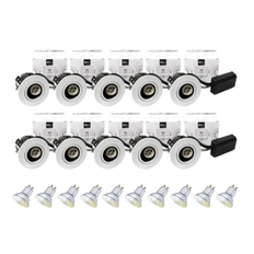 10 x Hilux D10 Spot i Hvid + LEDVANCE WiFi GU10 Pære 2700K - LED spots - Billig fragt - Lynhurtig levering