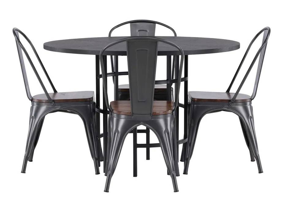 Venture Design Copenhagen & Tempe matgrupp Valnöt/svart 4 stolar & bord 115 cm