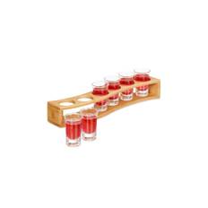 Spritkarta i bambu med 6 glas