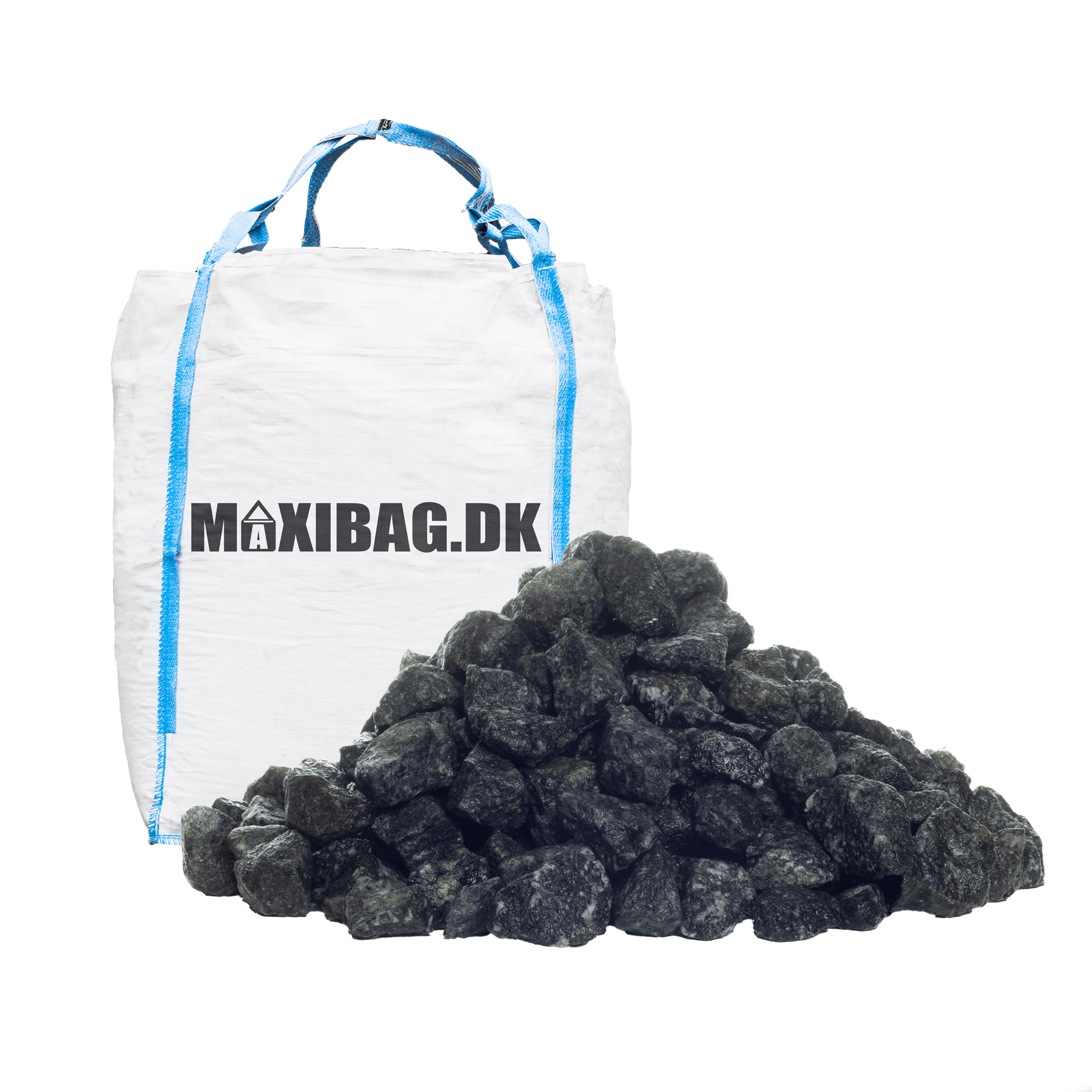 Sorte granitskærver 11-16 mm. - 0,30 m³ (500 kg.) i minibag
