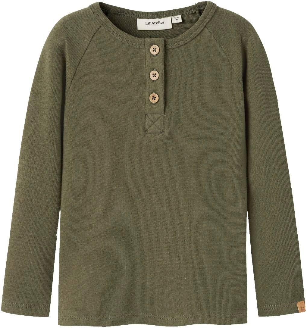 Lil' Atelier Nmmluno LS Slim TOP LIL Stl. 98 unisex - Toppar Från Magasin - Winter Moss (98)