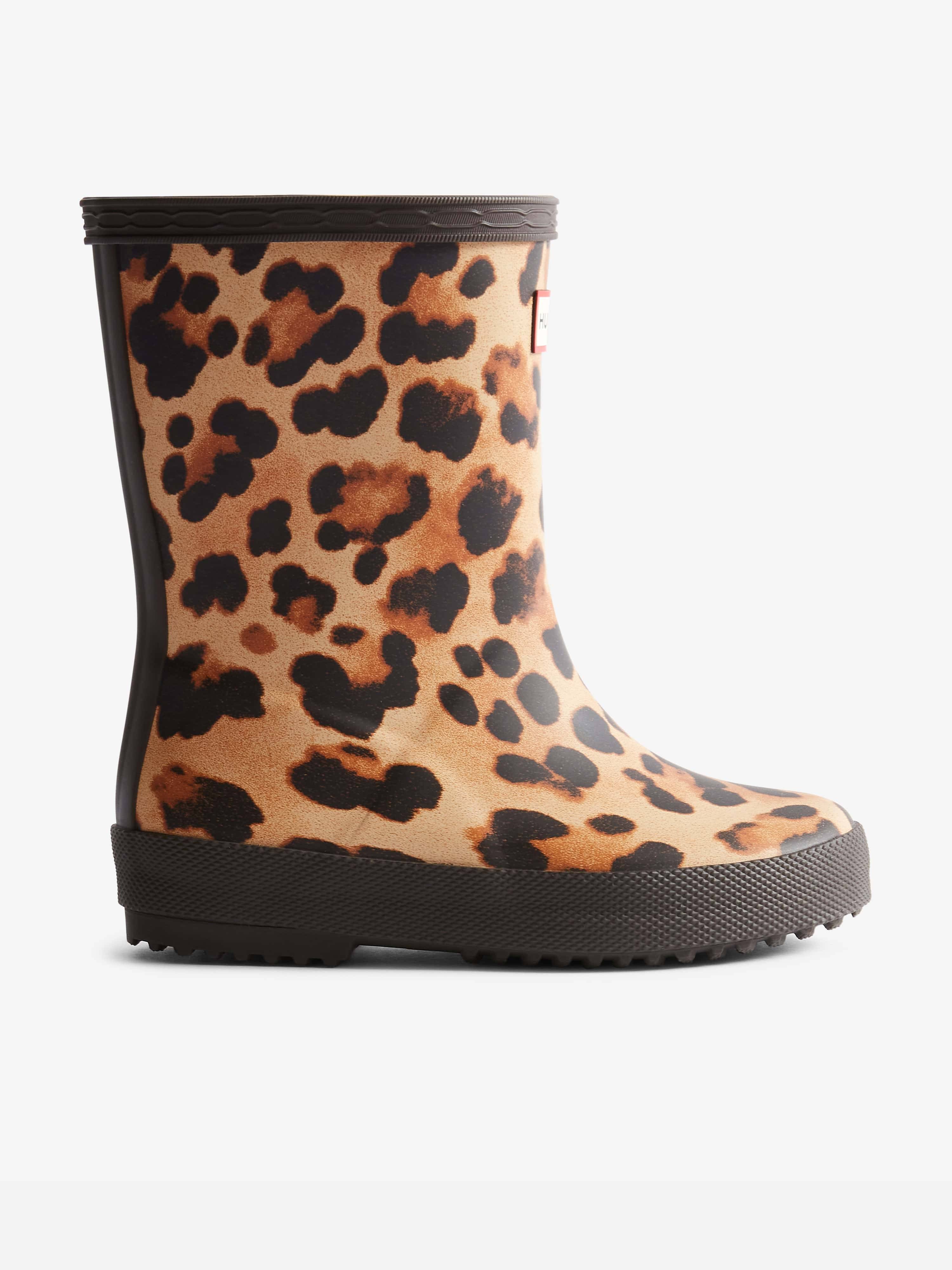 Hunter Girls First Leopard Print Wellington Boots in Brown - Brown / EU 26 UK 9