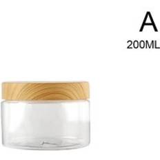 Bred mun tom genomskinlig plastflaska med trälock behållare kök mat förvaring flaska mutter kakburk - 200ml