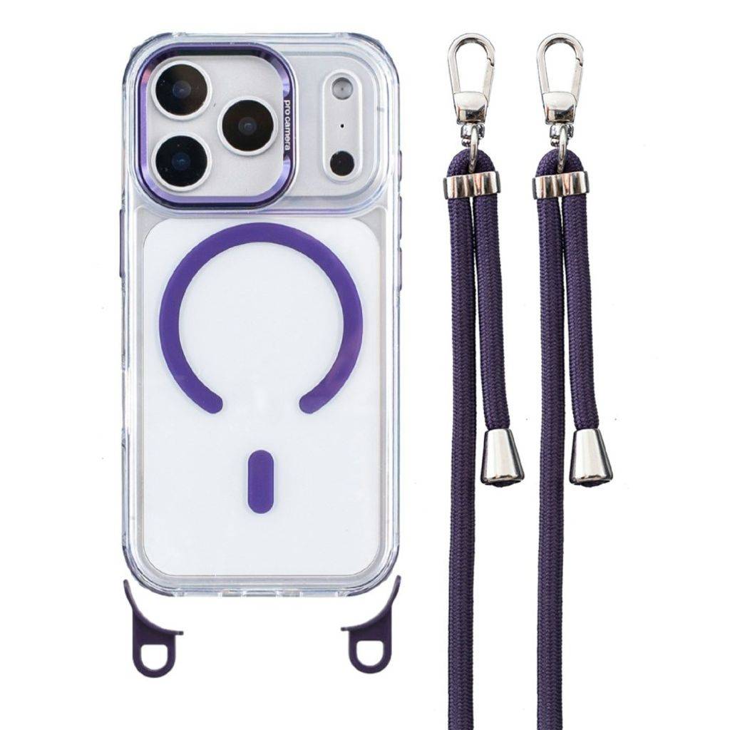 iPhone 17 Pro Max Skal MagSafe-kompatibel med bärrem - Transparent lila