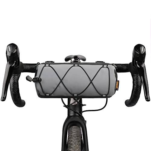 Rhinowalk väska för styre, cykel, reflekterande cykelväska fram styret, cykelkorg, mountainbike, vägcykel, pendlaraxelväska, professionella cykeltillbehör reflekterande grå