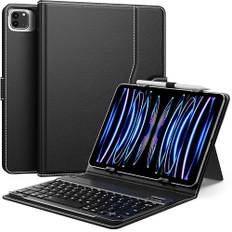 MoKo Universal Tablet Hülle mit Qwert Tastatur für 9-11 Tablets, Hülle mit Abnehmbarer kabelloser Bluetooth Tastatur & Stifthalter für iPad/Samsung/Fire/Google/Android/Windows/iOS Tablets, Schwarz