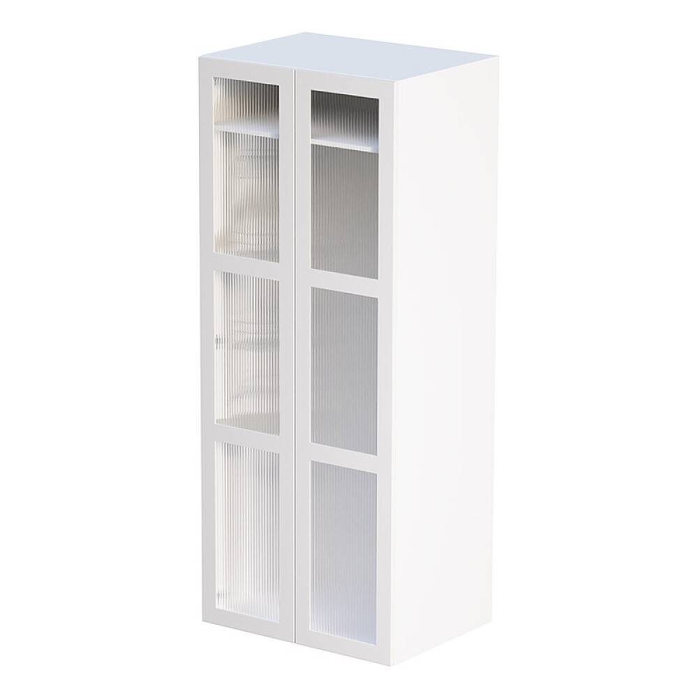 HÖGSKÅP CAMARGUE VIKA TVÄTTSTUGA HYLLA OCH STÄDSKÅPSINREDNING PARDÖRR LINJEGLAS VIT 80CM