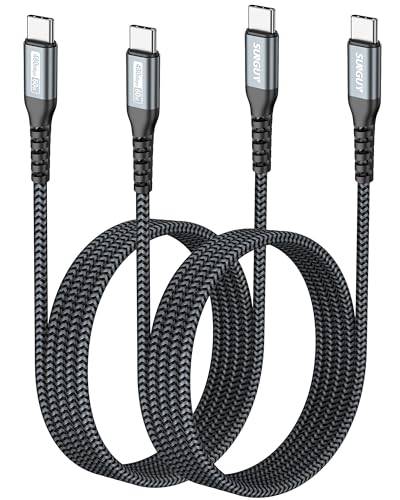 SUNGUY USB C auf USB C Kabel,2Pack 1.5M 60W USB C zu USB C Kabel Ladekabel kompatibel mit iPhone 16/15 Series, MacBook Pro,iPad Pro 2020,2018,MacBook Air,Galaxy S20/S10,Note 10, Huawei P30 usw