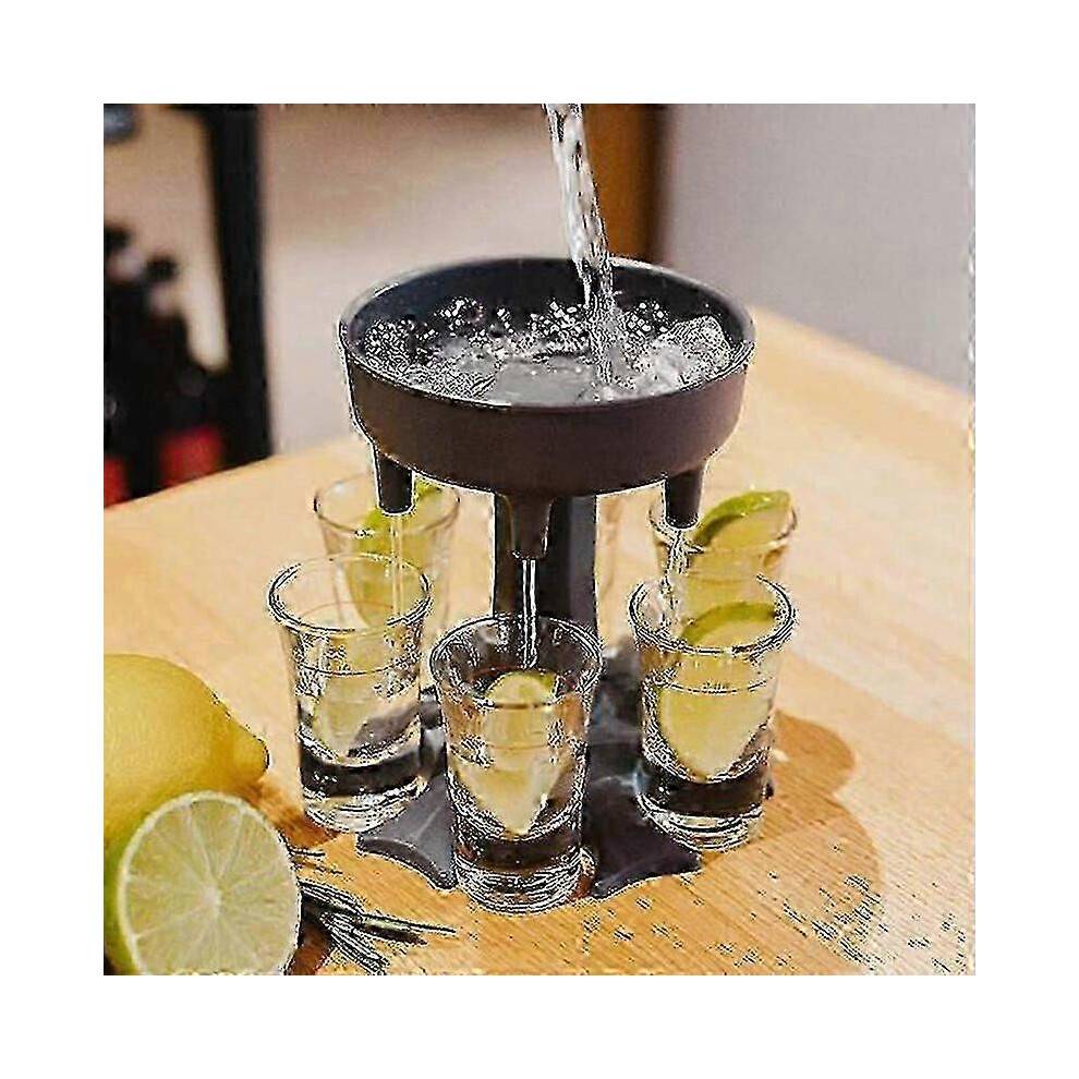 (grey - 6 cups) 6 Wine Glass Dispenser Bar Party Party Dispenser Cocktail Beer Dispenser (with 6 Wine Glasses)