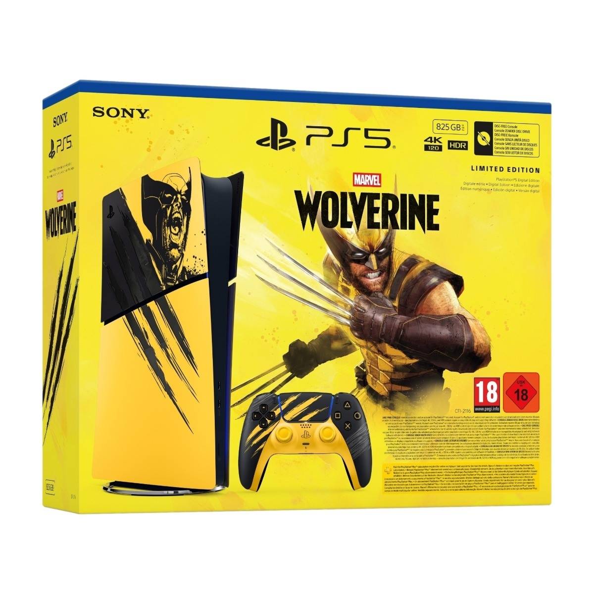 PlayStation 5 Slim Digital Edition – Marvel’s Wolverine Battle Yellow Limited Edition Bundle